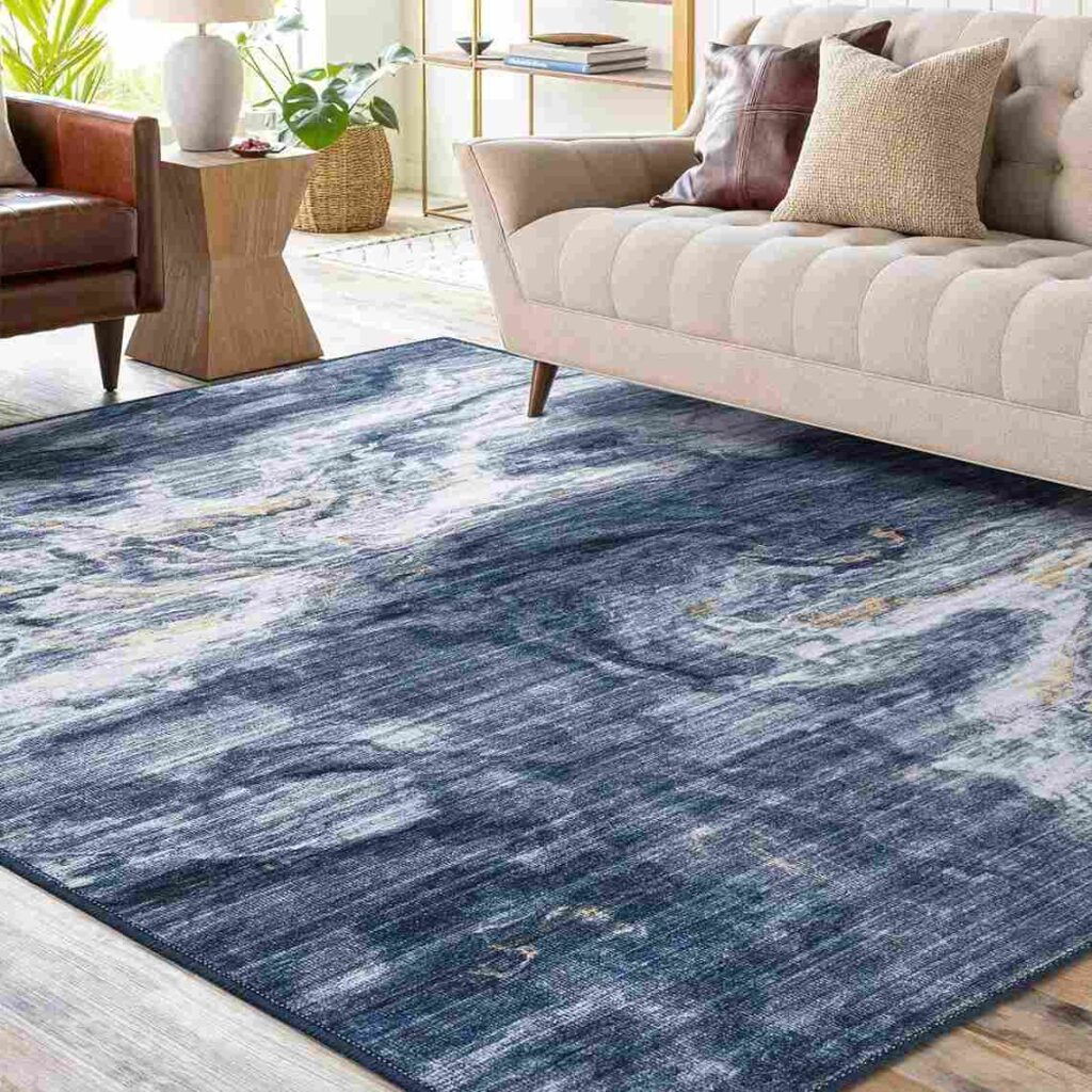 nusoarug 8x10 Modern Washable Area Rugs with Marble Patterns Non Slip Abstract Rugs Stain Resistant Non-Shedding Rug for Living Room